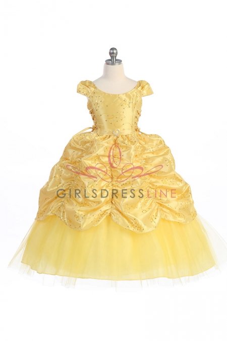 Yellow Cinderella Flower Girl Dress with Cap sleeves