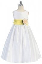 Yellow Flowers and Sash Flower Girl Dress