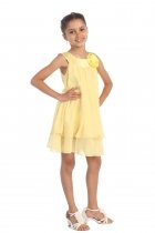 Yellow Satin bib necklin & chiffon A-line Flower Girl dress