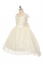 Ivory Hi-Low Floral Lace Flower Girl Dress