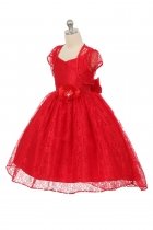 Red Hi-Low Floral Lace Flower Girl Dress
