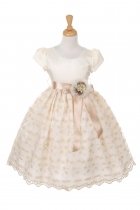 Ivory Cap Sleeves Embroidered Flower Girl Dress