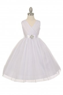 White Tulle V-Neck with Removable Sash Flower Girl Dress White Tulle V-Neck with Removable Sash Flower Girl Dress