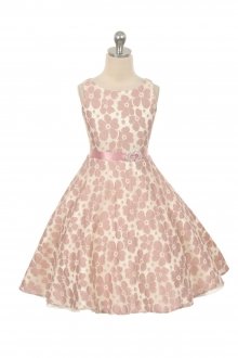 Mauve/Champagne Floral Lace A-Line Flower Girl Dress Mauve/Champagne Floral Lace A-Line Flower Girl Dress
