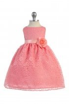 Coral Lovely Floral Lace Baby Girl Dress 
