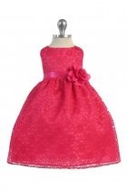 Fuchsia Lovely Floral Lace Baby Girl Dress 
