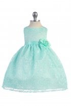 Mint Lovely Floral Lace Baby Girl Dress 