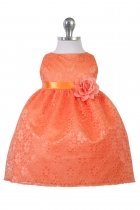 Orange Lovely Floral Lace Baby Girl Dress 