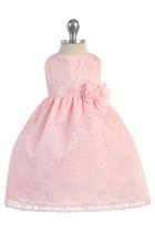 Pink Lovely Floral Lace Baby Girl Dress 