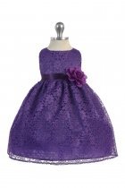 Purple Lovely Floral Lace Baby Girl Dress 