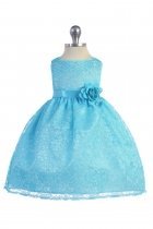 Turquoise Lovely Floral Lace Baby Girl Dress 