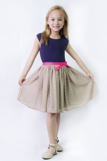 Navy/Tan Polka Dot Chiffon Dress Navy/Tan Polka Dot Chiffon Dress