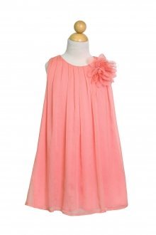 Coral Chiffon Ruched Neckline Flower Girl Dress Coral Chiffon Ruched Neckline Flower Girl Dress