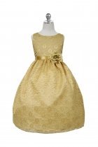 Gold Lovely Floral Lace Flower Girl Dress 