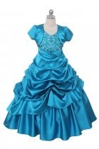 Teal Satin Halter Pick-Up Dress with Matching Bolero Jacket