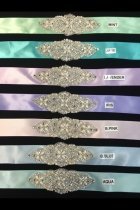 Beautiful Satin Flower Girl Sash with Rhinestones and Pearl Design