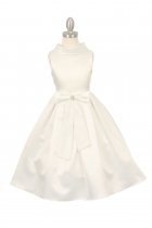 Ivory Bridal Satin Cowl Neckline Flower Girl Dress