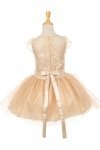 Champagne Charmeuse Satin Flower Girl Dress with Lace Overlay