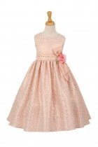 Light Coral Sleeveless Brocade Flower Girl Dress