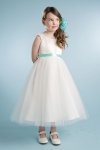 Ivory/Mint Lace Sleeve Dress With Tulle Skirt Flower Girl Dress