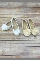 White Flower Girl Shoes with Flower Color 