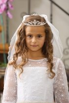 Cute Rhinestone Tiara Attached to Double Layered Veil