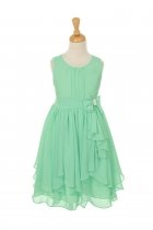 Mint Yoryu Chiffon Asymmetric Ruffled Flower Girl Dress
