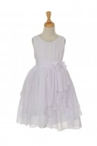 White Yoryu Chiffon Asymmetric Ruffled Flower Girl Dress