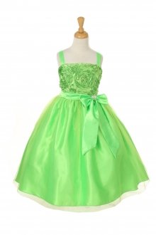 Green Taffeta Rosette Bodice and Tulle Skirt Flower Girl Green Taffeta Rosette Bodice and Tulle Skirt Flower Girl