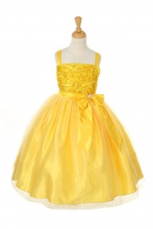 Yellow Taffeta Rosette Bodice and Tulle Skirt Flower Girl Yellow Taffeta Rosette Bodice and Tulle Skirt Flower Girl