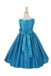 Royal Blue/Black Sleeveless Satin Dress with Sequin Accent on Waistline 