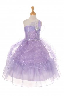 Lilac One Shoulder Star Print Organza Pageant Dress Lilac One Shoulder Star Print Organza Pageant Dress