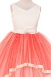 Champagne Satin & Tulle Double Layer Skirt Flower Girl Dress