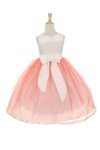 Champagne Satin & Tulle Double Layer Skirt Flower Girl Dress