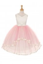 Mauve Satin & Tulle Double Layer Skirt Flower Girl Dress