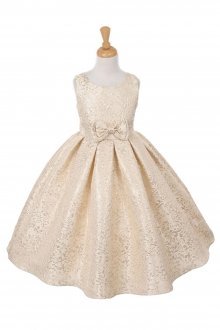Champagne Sleeveless Brocade Flower Girl Dress