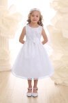 White Lovely Floral Lace Flower Girl Dress 