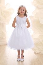 White Lovely Floral Lace Flower Girl Dress 