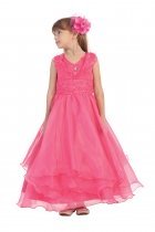 Fuchsia Organza Flower Girl Dress with Matching Bolero Jacket 