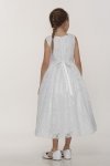 White Sleeveless Lace Flower Girl Dress With Beaded Satin Sash