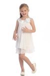Red Satin bib necklin & chiffon A-line flower girl dress
