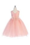 Champagne Satin Bodice Flower Girl Dress with Overlay Tulle Skirt