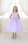 Champagne Satin Bodice Flower Girl Dress with Overlay Tulle Skirt