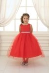 Champagne Satin Bodice Flower Girl Dress with Overlay Tulle Skirt