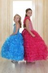 Aqua Single Shoulder Princess Pageant Girl Ball Gown