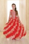 Aqua Single Shoulder Princess Pageant Girl Ball Gown