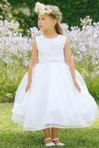 White Sleeveless Organza Girl Dress with Brilliant Sparkles