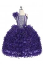 Purple Single Shoulder Princess Pageant Girl Ball Gown