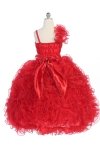 Turquoise/Silver Single Shoulder Princess Pageant Girl Ball Gown