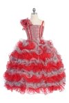 Turquoise/Silver Single Shoulder Princess Pageant Girl Ball Gown